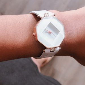 Octagon White and Rose Gold watch ✨